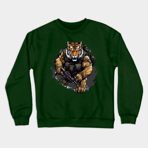 Tiger soldier Crewneck Sweatshirt by javierparra